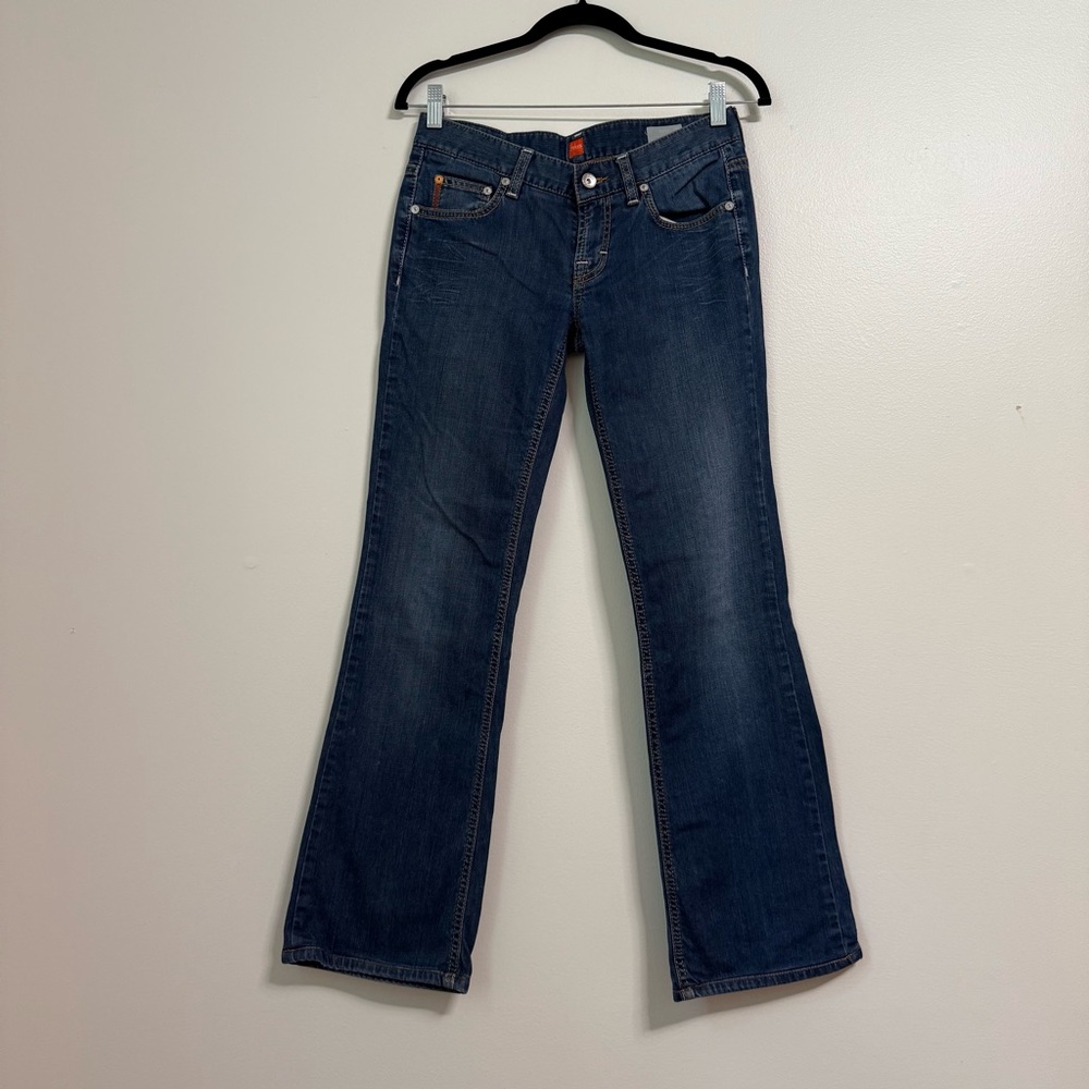 BOSS HUGO BOSS Ginny Medium Dark Wash Boot Cut Jeans, size 27/34